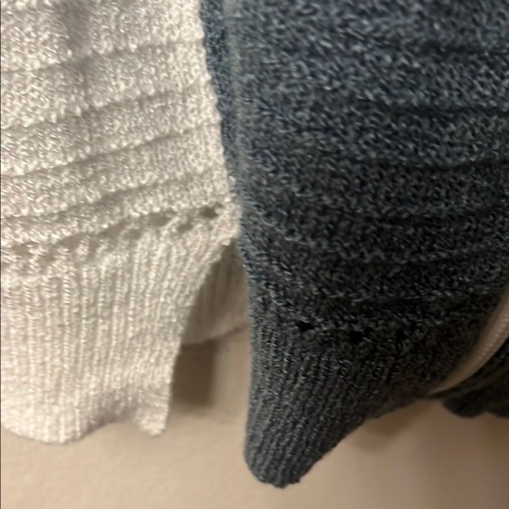 Source Unknown Zip Up Sweater in Gray and Blue with Sporty Color Block knit - Picture 8 of 9